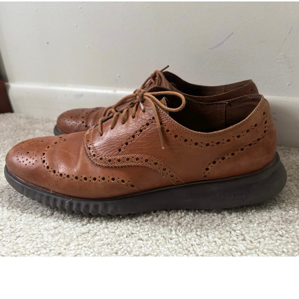 Cole Haan 2.ZERØGRAND Men’s Size 13M Brown Leather Wingtip Oxfords. - Picture 2 of 13